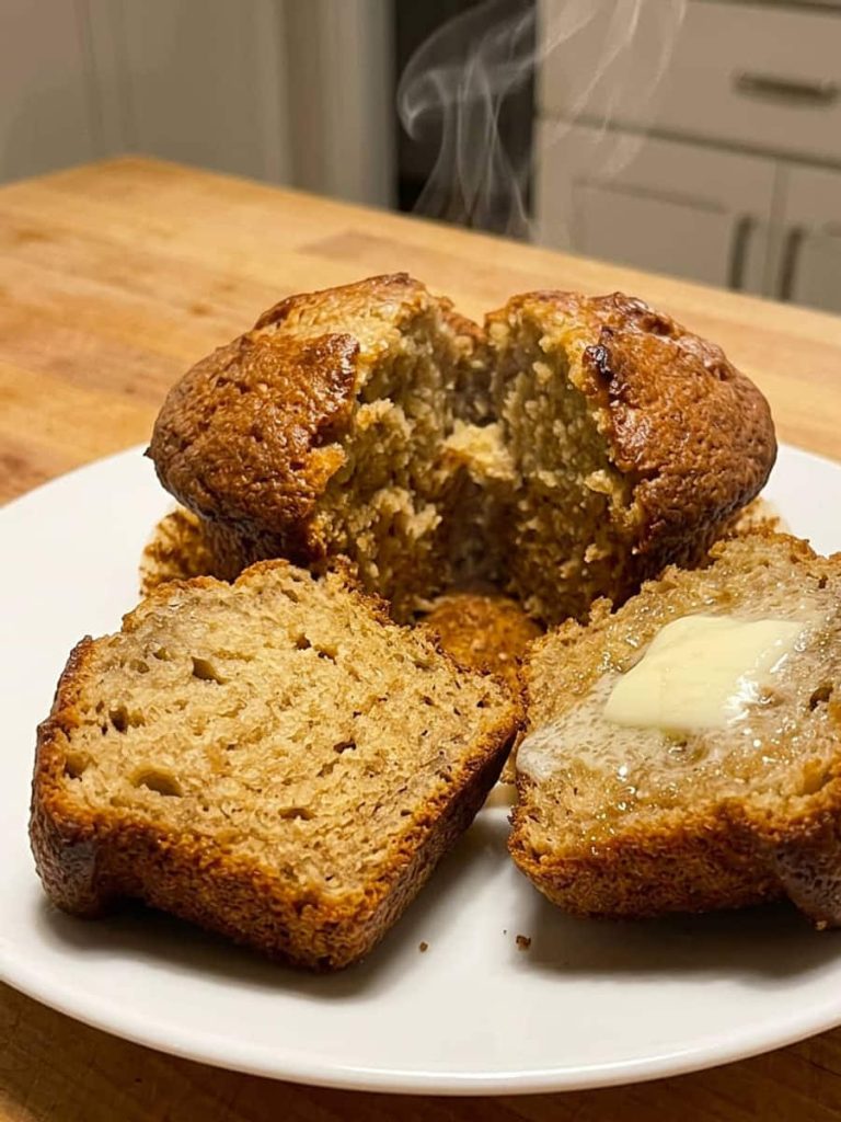 close up of banana muffins