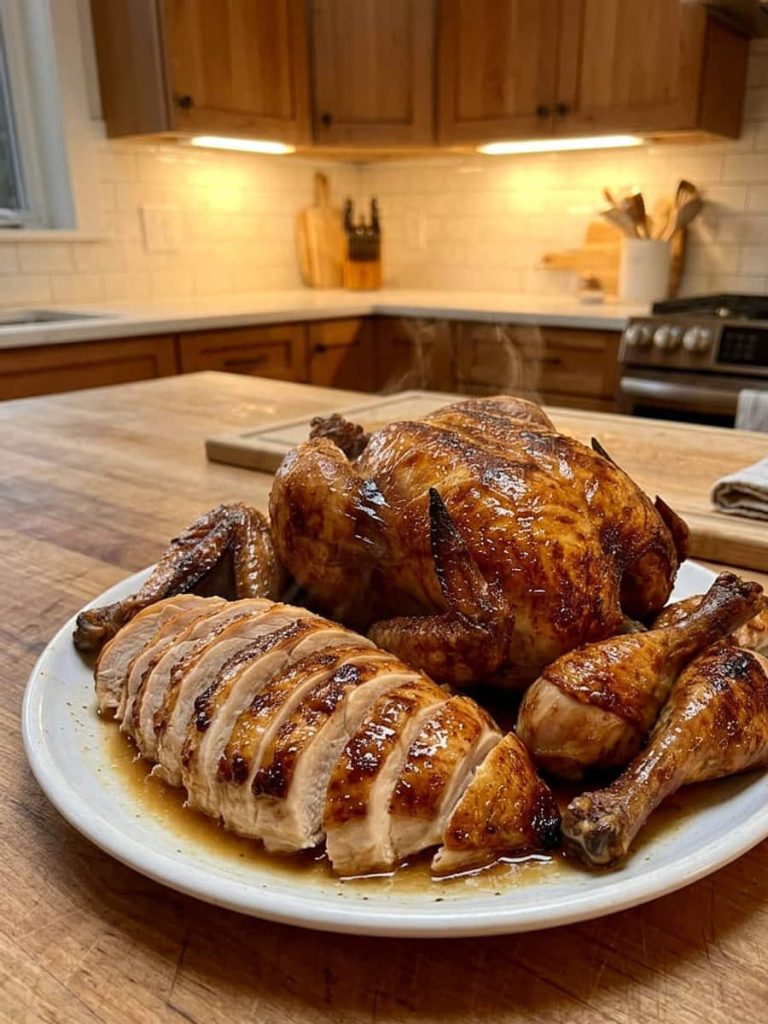 close up of roast chicken