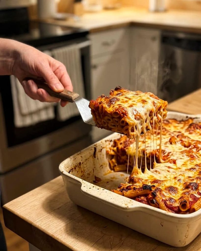 serving baked ziti