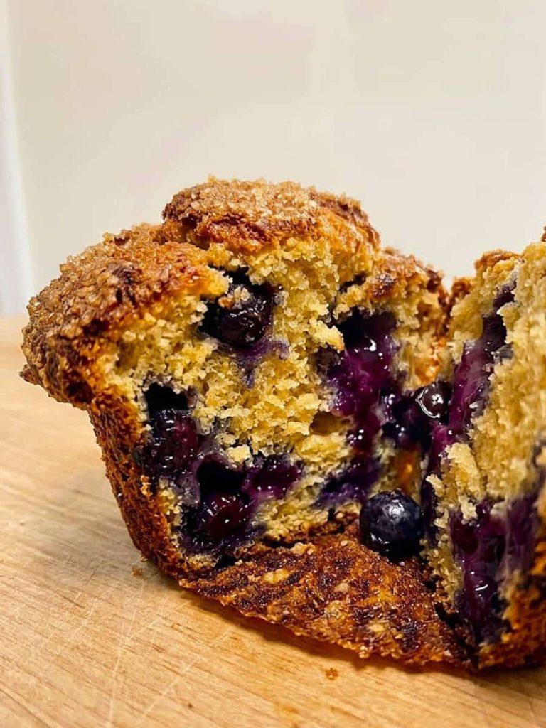 close up of blueberry muffins