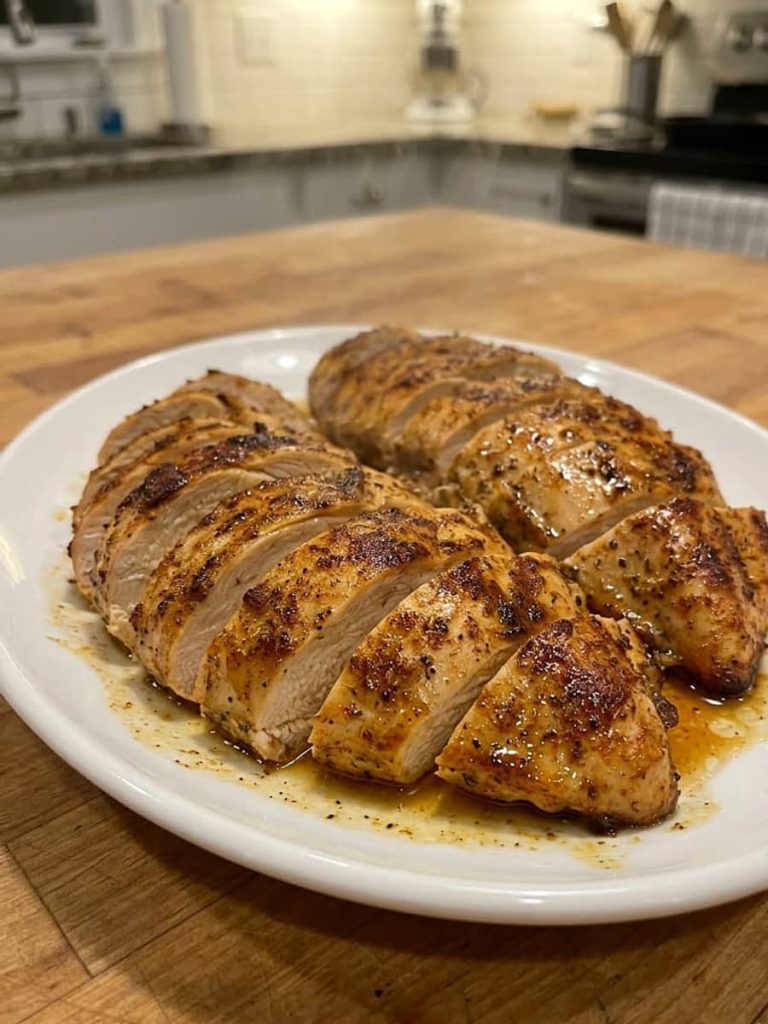 close up of juicy chicken breast