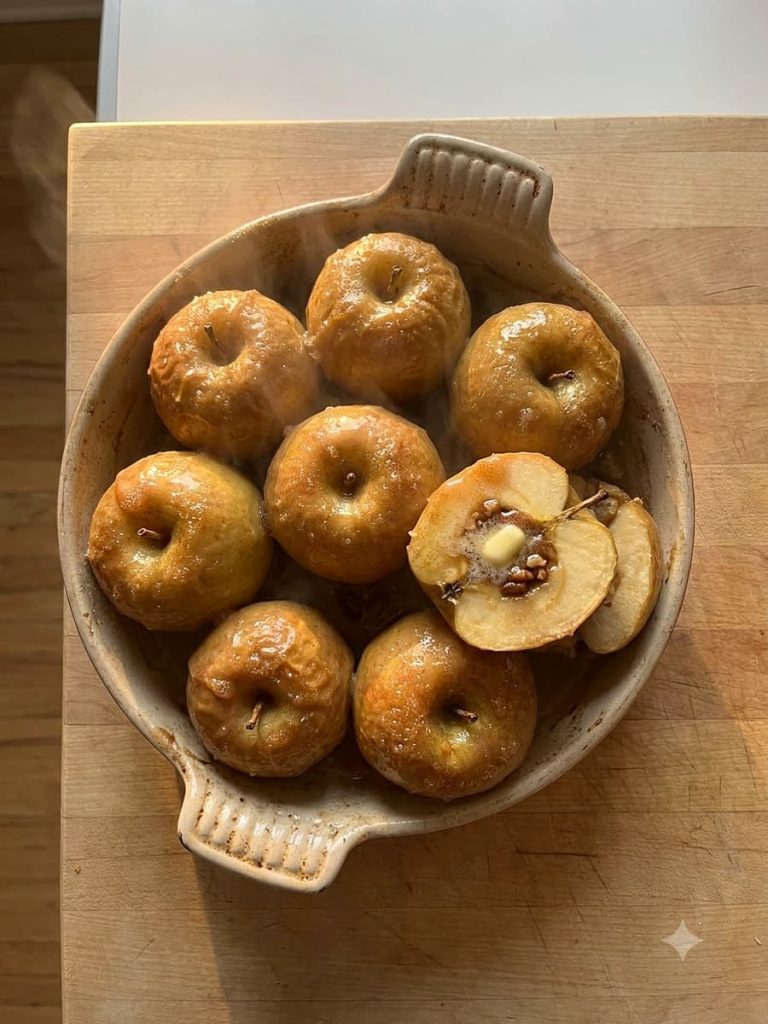 close up of baked apples
