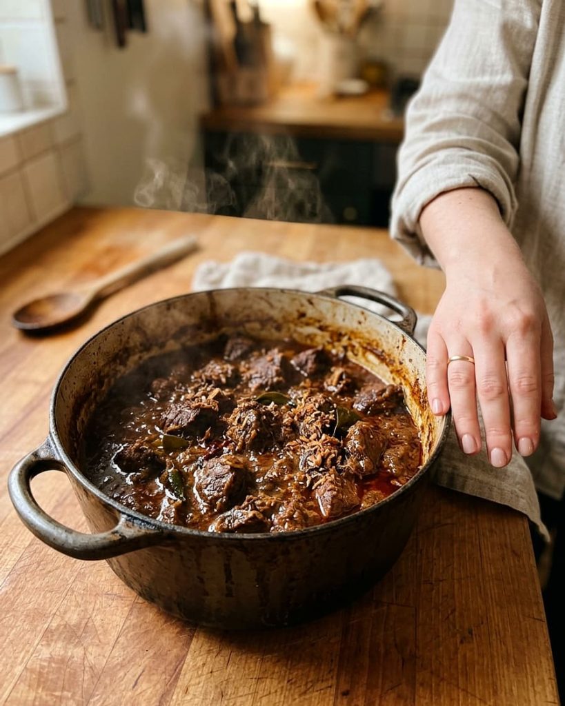 serving beef rendang