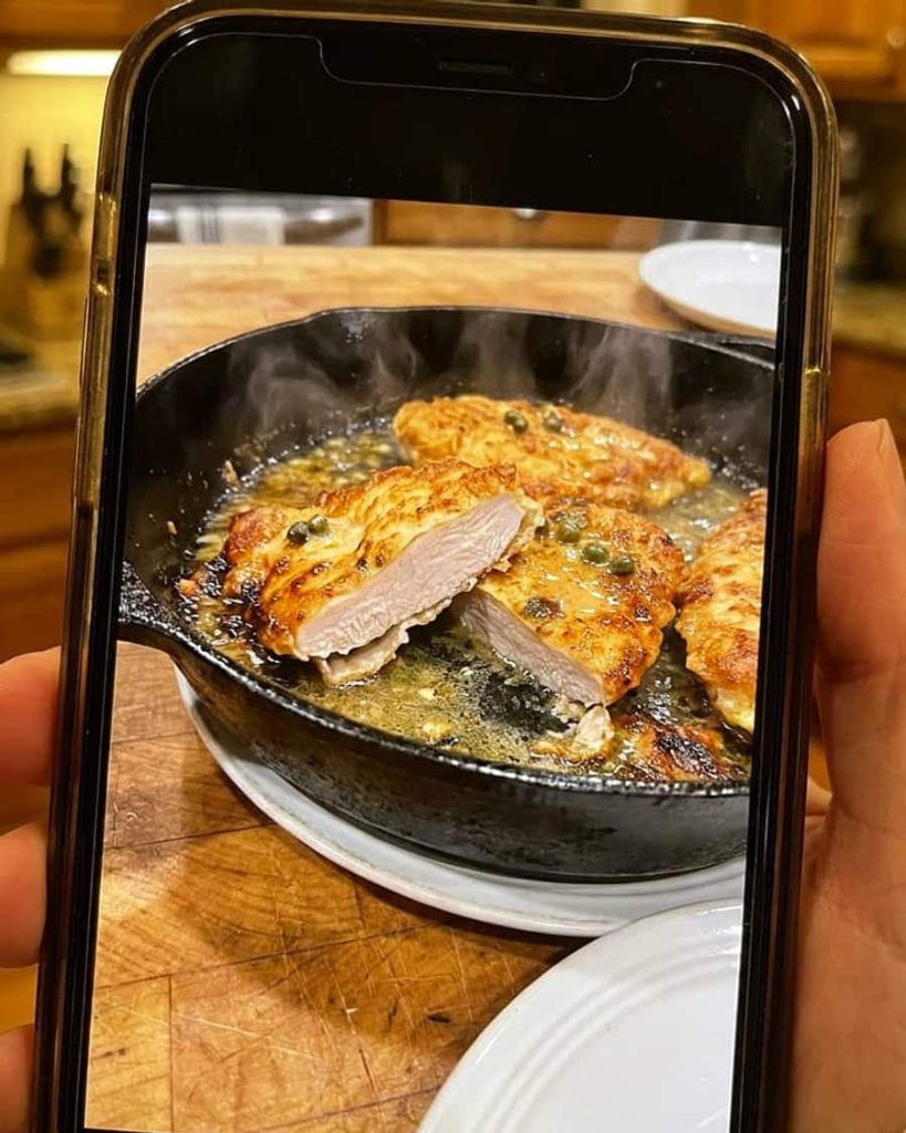 serving chicken piccata