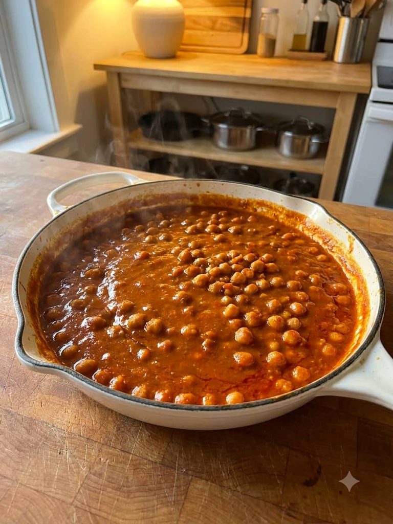 close up of chickpea curry