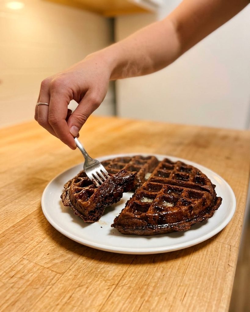 serving chocolate waffles