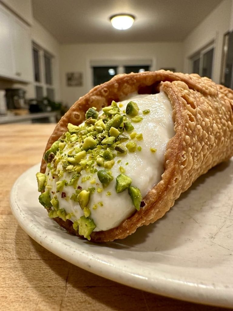 close up of crispy classic cannoli