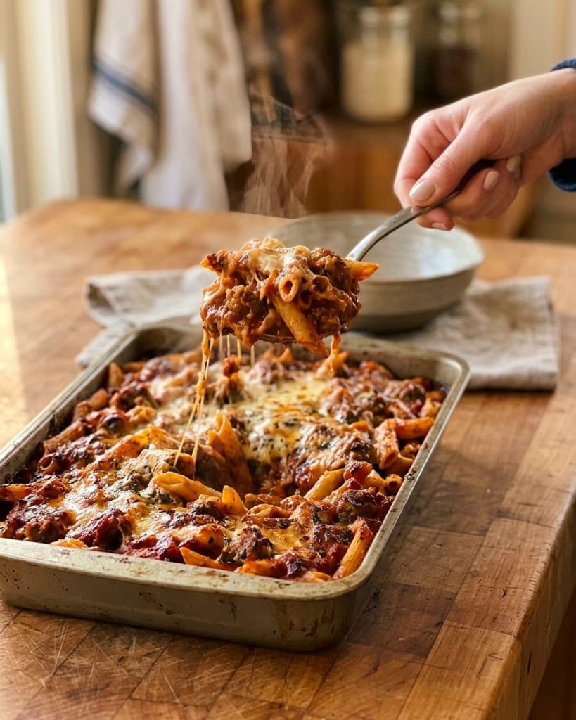 serving five ingredient pasta bake