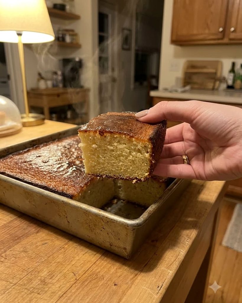 serving fluffy castella cake