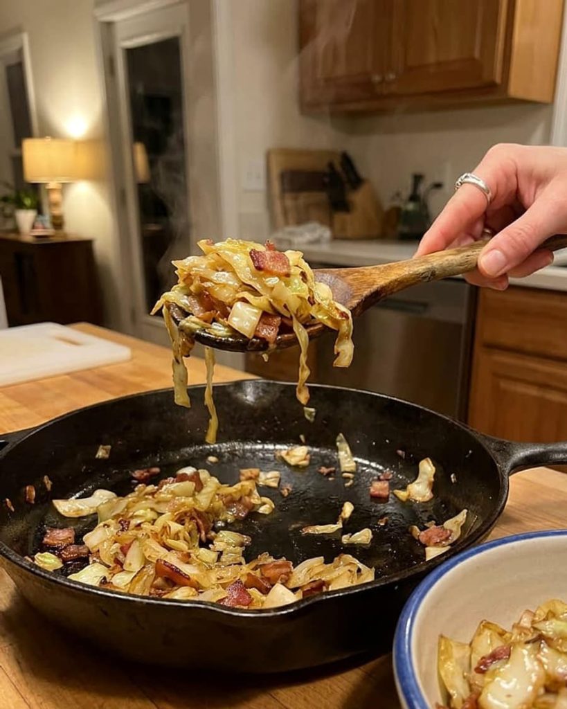serving fried cabbage