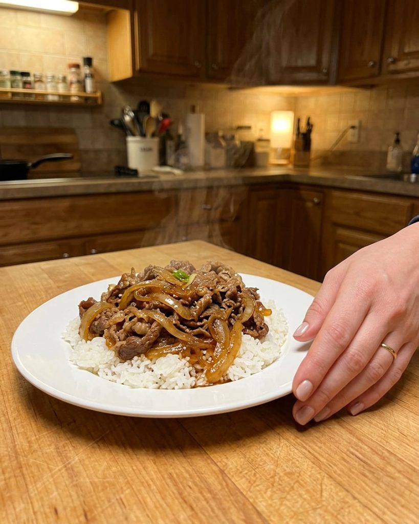 serving gyudon