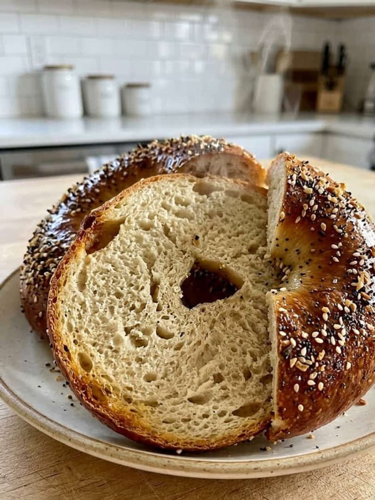 close up of homemade bagels