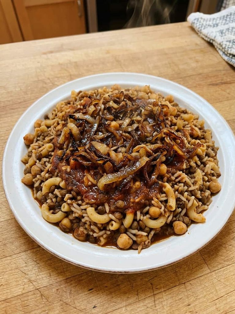 close up of koshari
