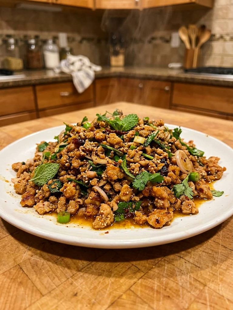 close up of larb