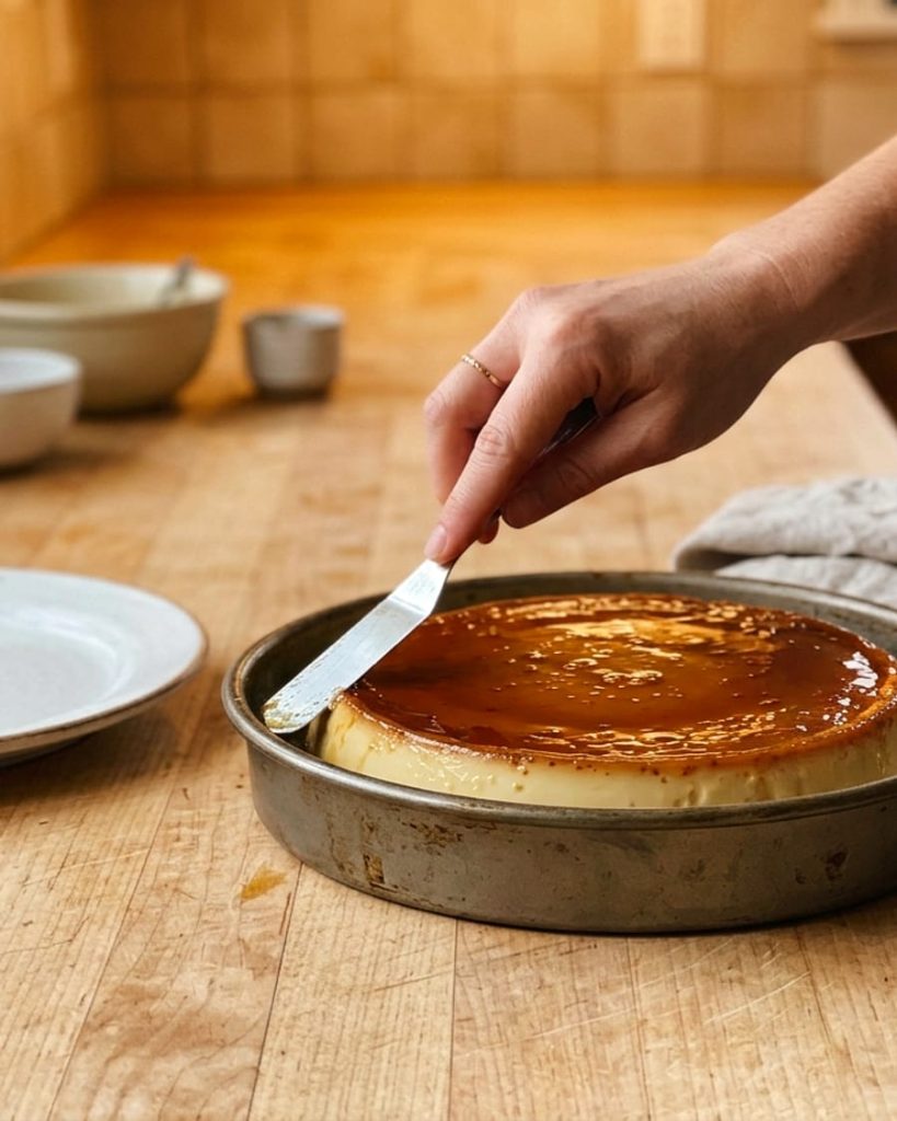 serving mexican flan