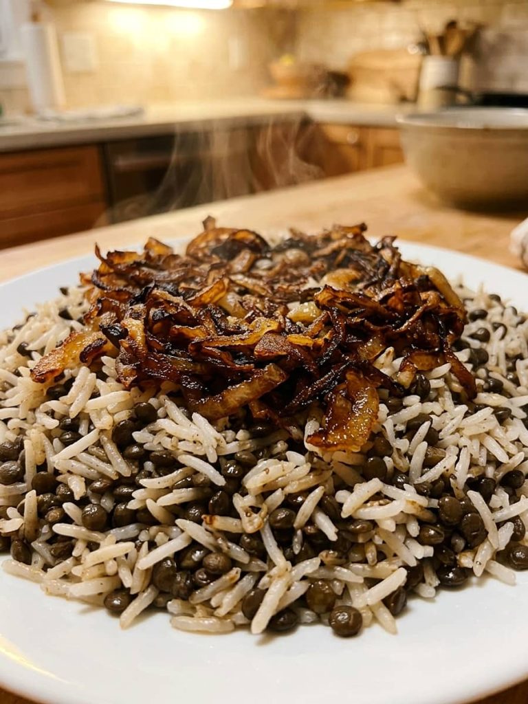 close up of mujadara