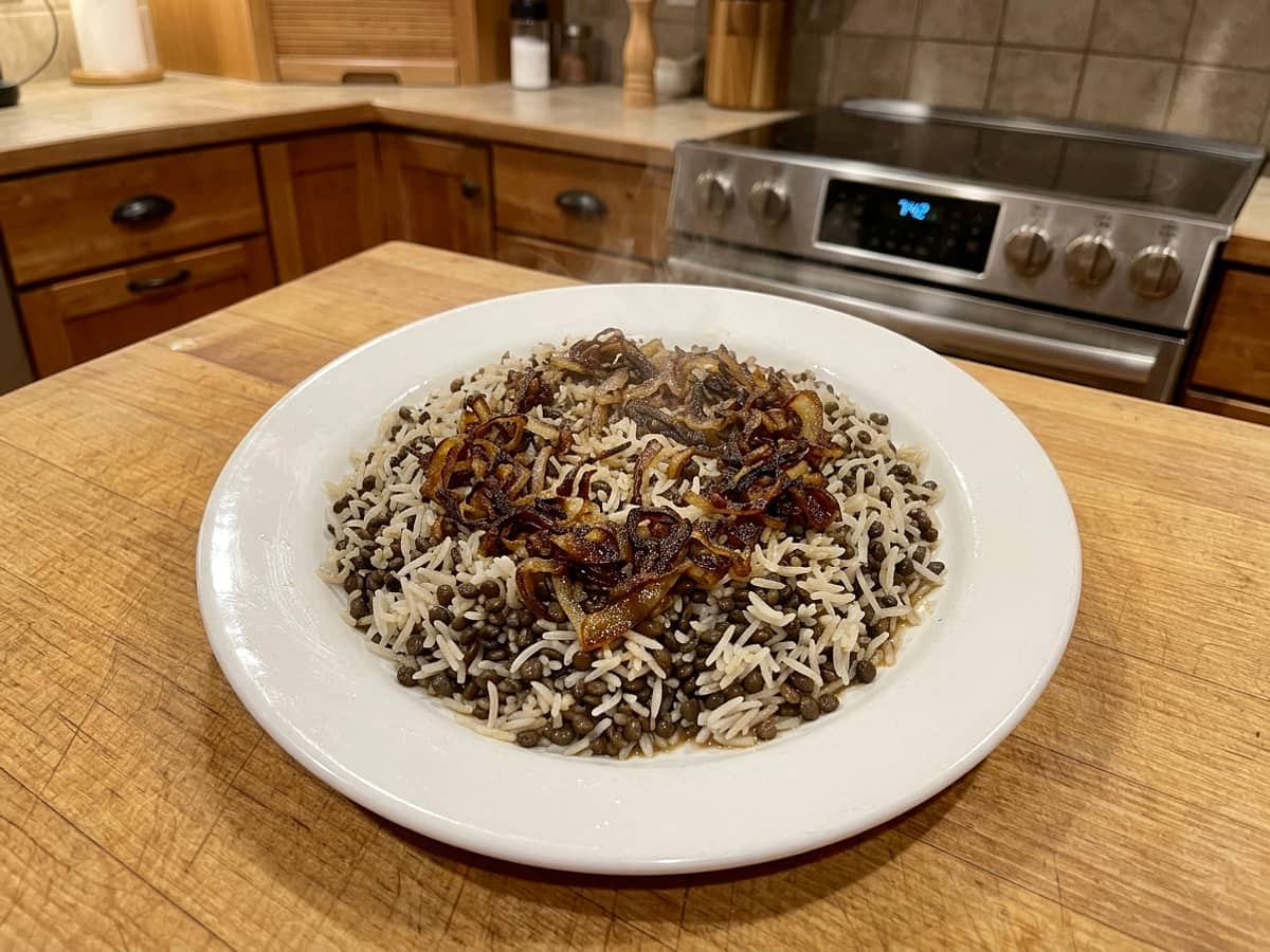 mujadara — Savory Mujadara (with crispy onions)