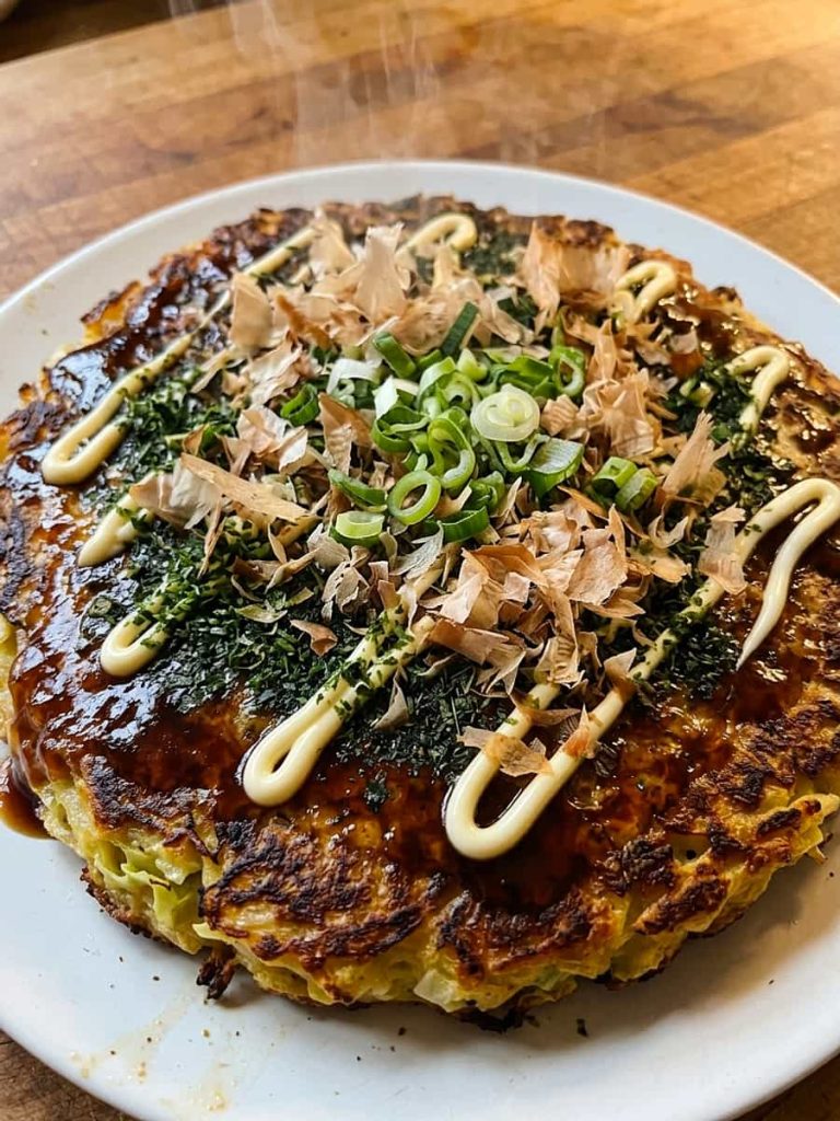close up of okonomiyaki