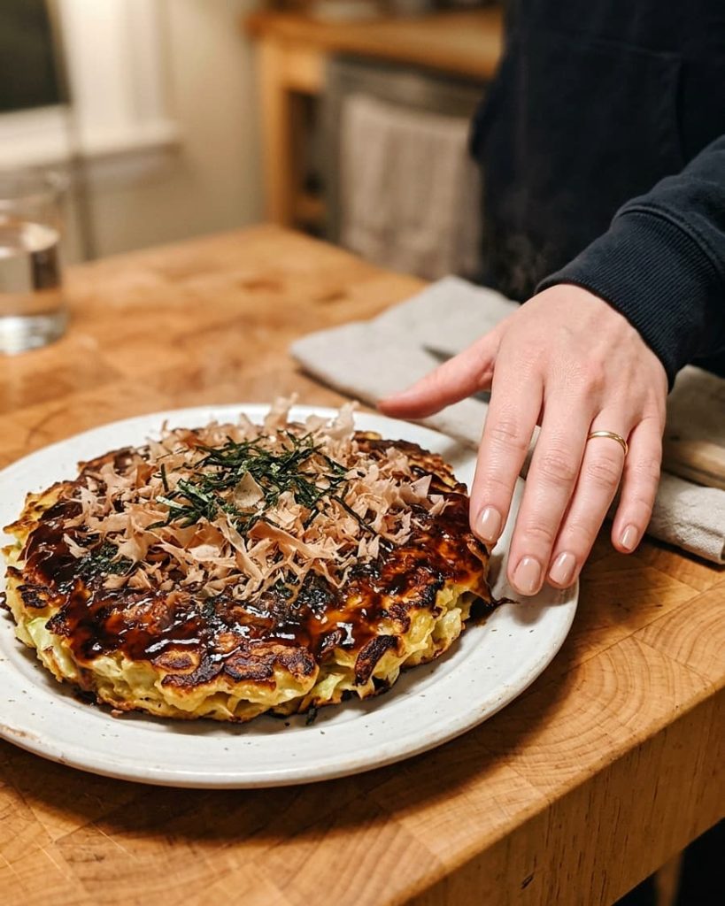 serving okonomiyaki