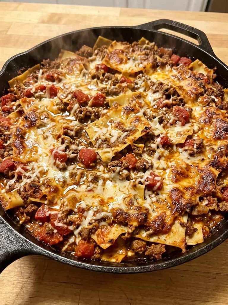 close up of one pot lasagna