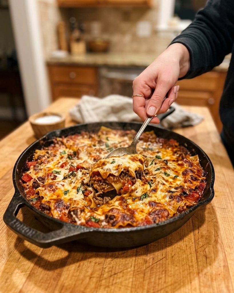 serving one pot lasagna
