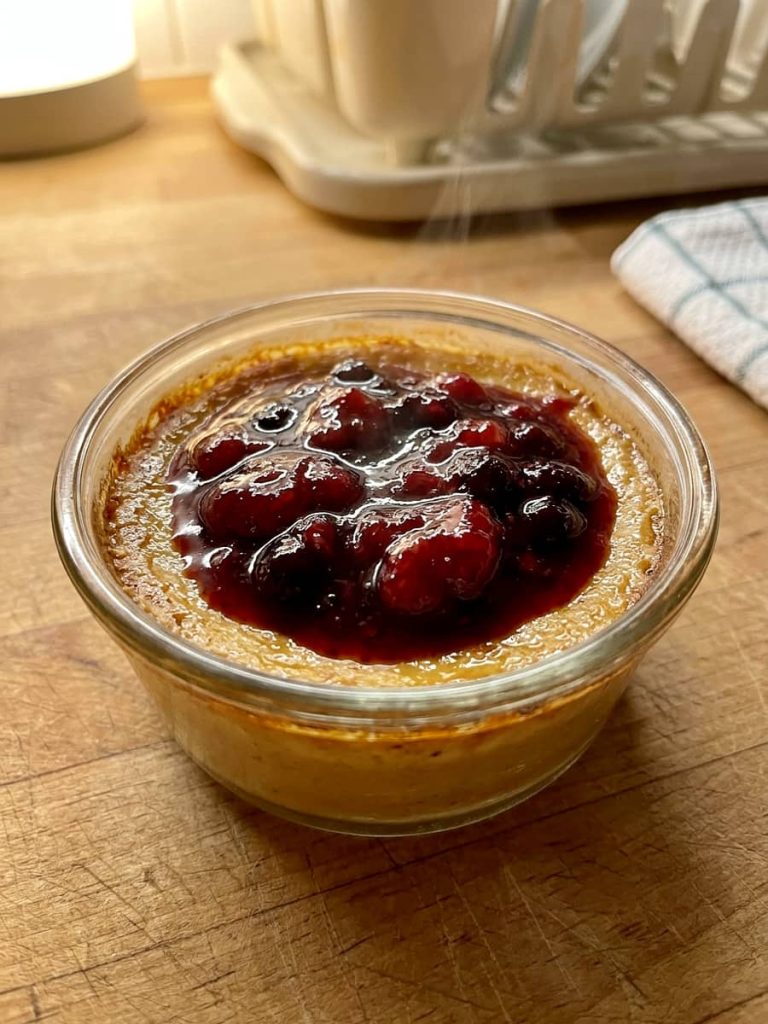 close up of panna cotta