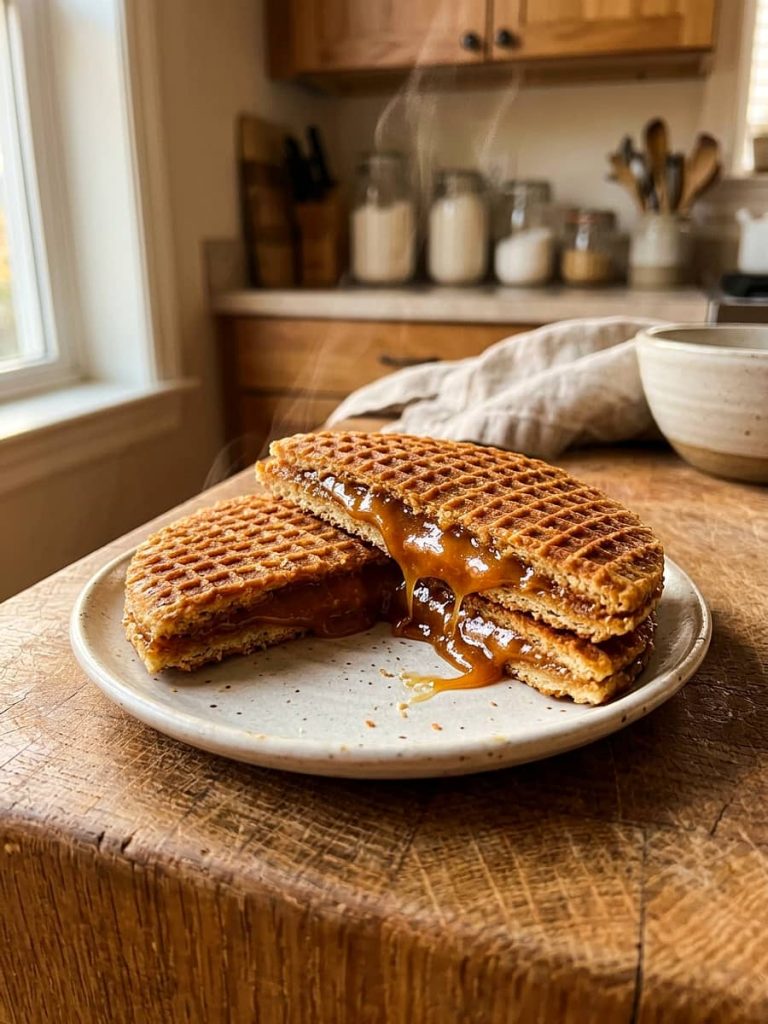 close up of stroopwafel
