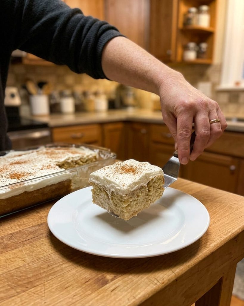 serving tres leches cake