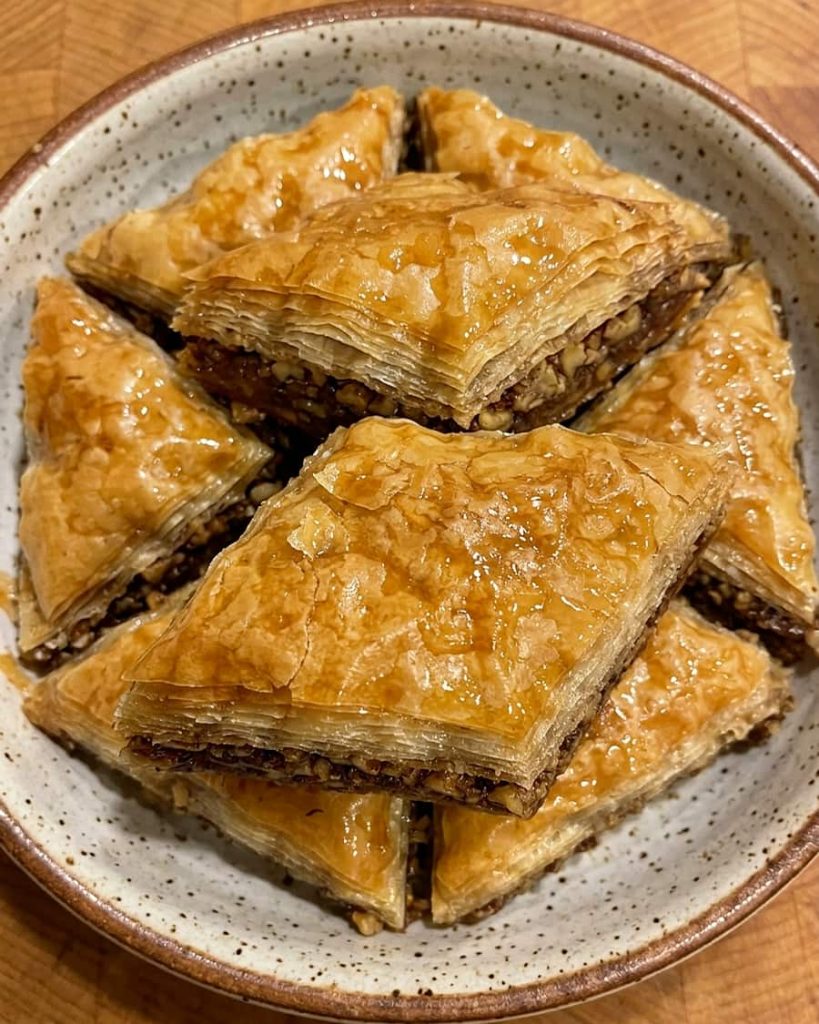 serving walnut baklava