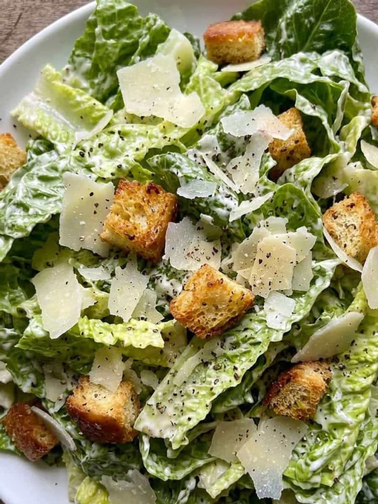 close up of caesar salad