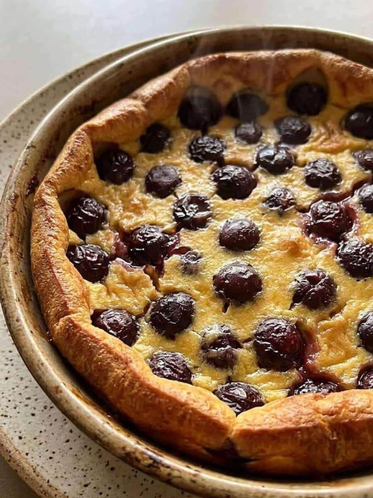close up of clafoutis