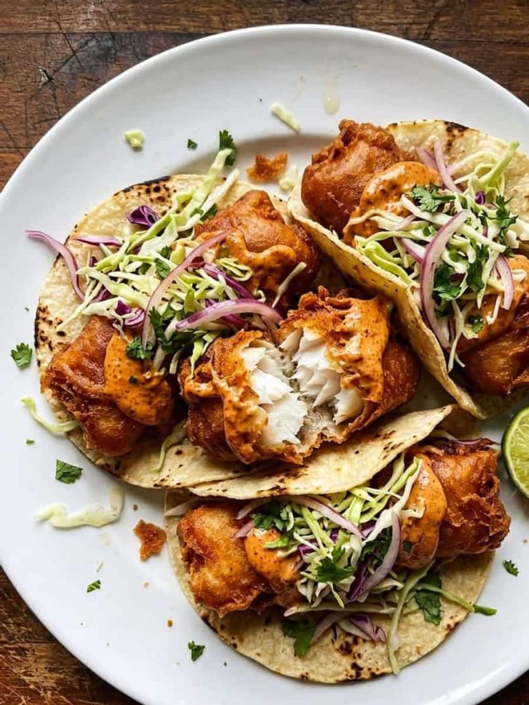 close up of fish tacos