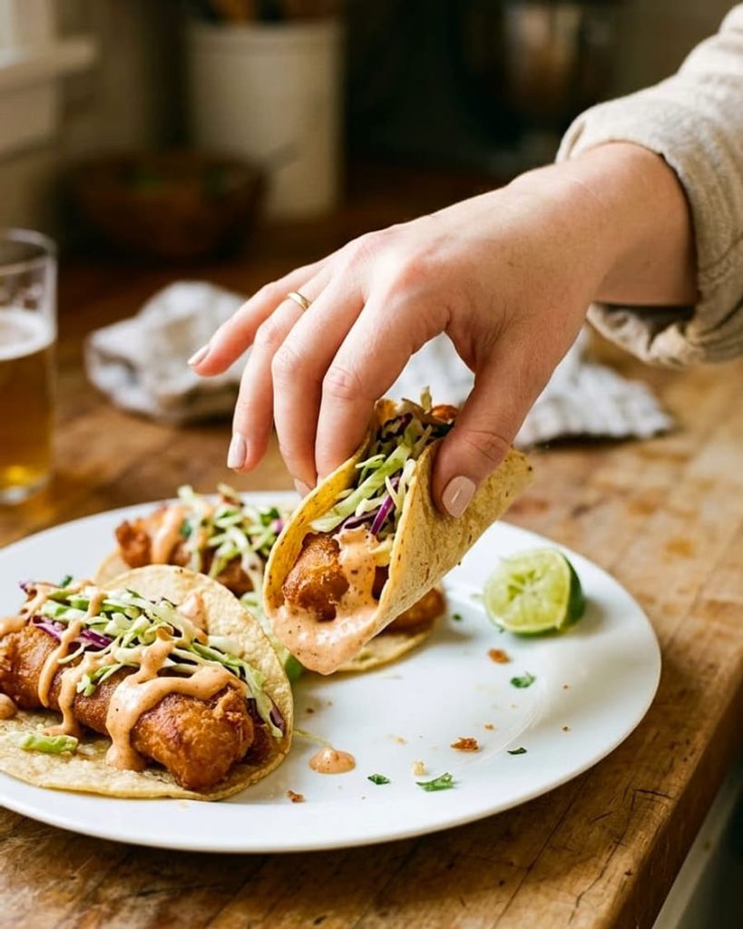 serving fish tacos