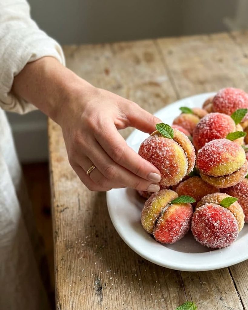 serving italian peach cookies