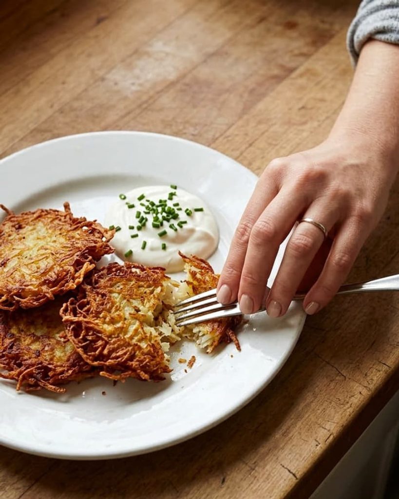 serving potato latkes