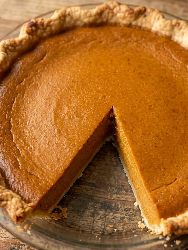 close up of pumpkin pie