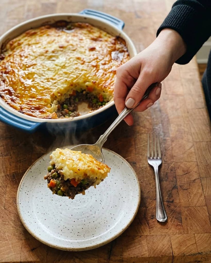 serving shepherds pie
