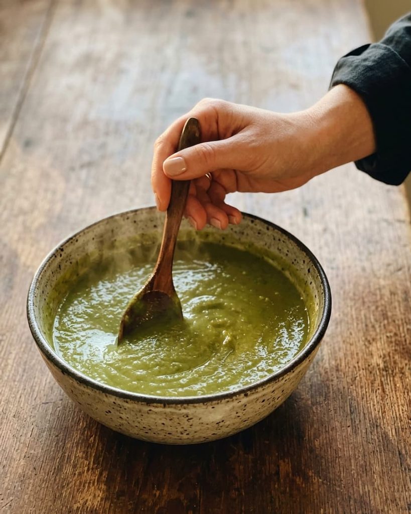 serving split pea soup