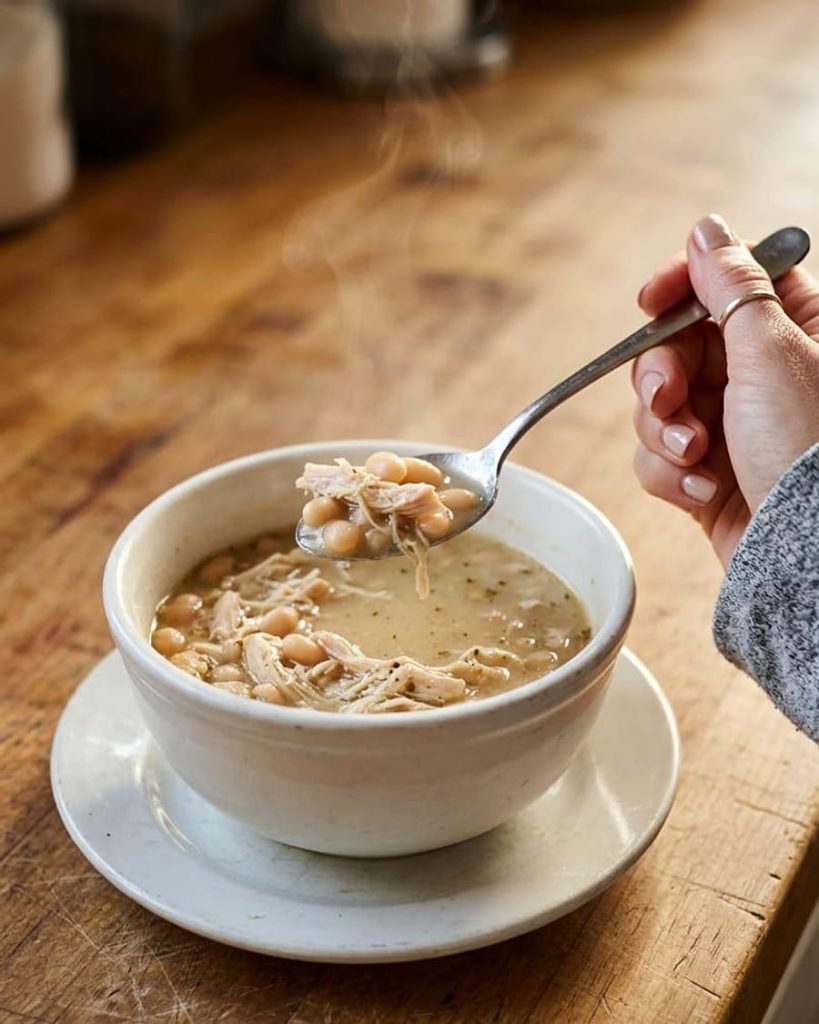 serving white chicken chili